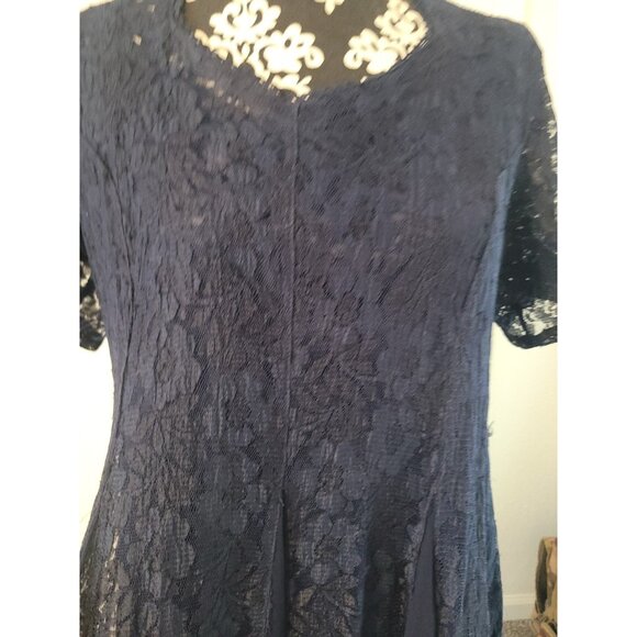 VTG Nostalgia Chiffon Lace Blue Sheer Overlay Maxi Dress Sz L Ethereal Witchcore - Picture 4 of 13